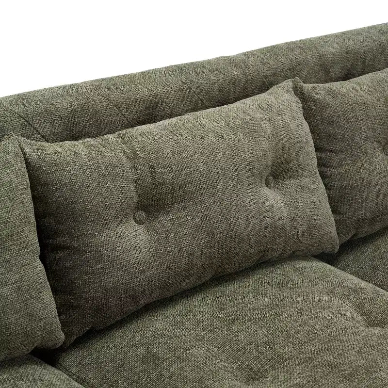 Divano a 3 posti da 78W, imbottito, dal design trapuntato, per soggiorno