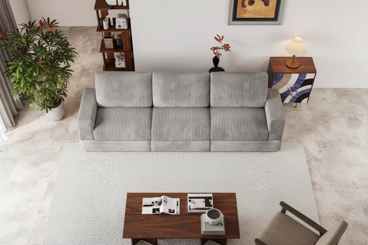 Divano Sezionale in Velluto a Coste Moderno Modulare Extra Large Imbottito con Comodi Cuscini Seduta Profonda per Soggiorno Camera da Letto Appartamento Ufficio