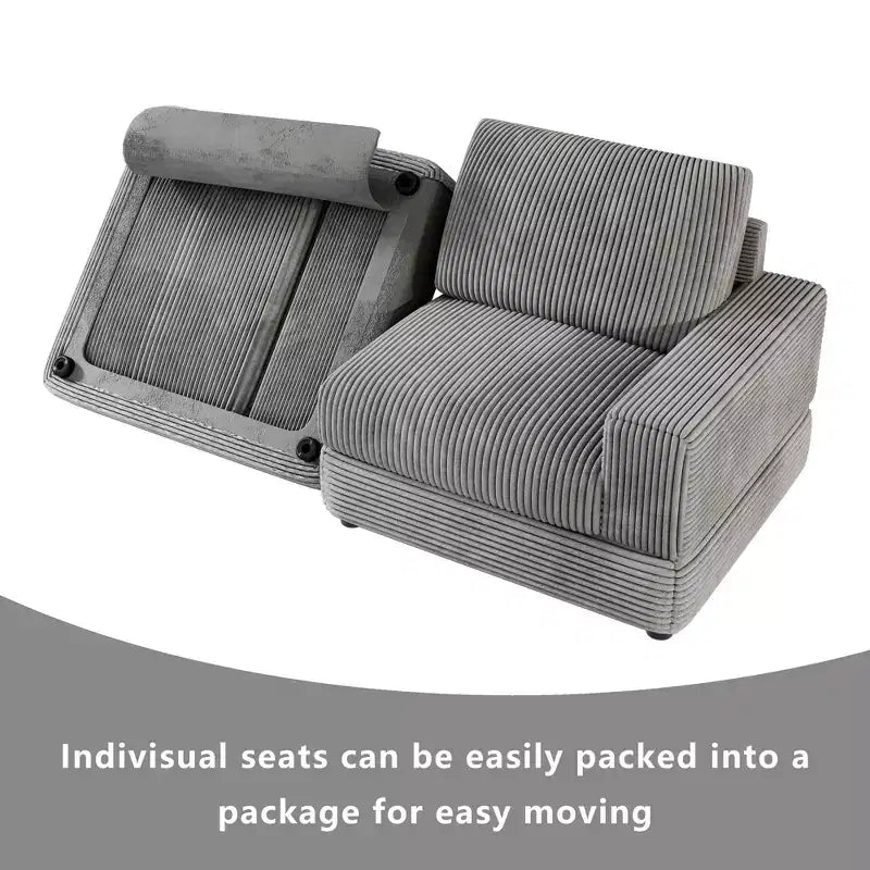 Divano Sezionale in Velluto a Coste Moderno Modulare Extra Large Imbottito con Comodi Cuscini Seduta Profonda per Soggiorno Camera da Letto Appartamento Ufficio