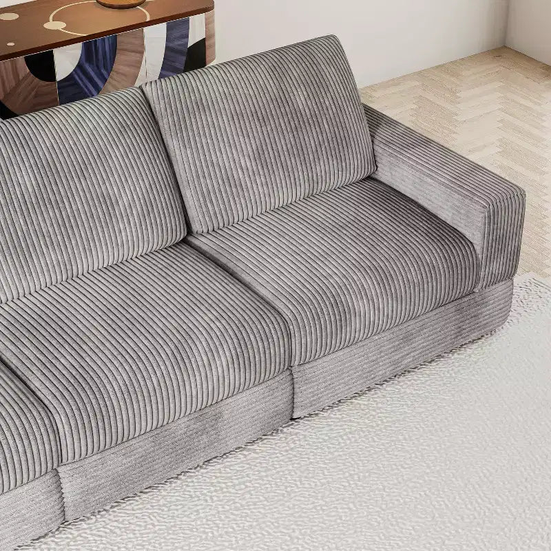 Divano Sezionale in Velluto a Coste Moderno Modulare Extra Large Imbottito con Comodi Cuscini Seduta Profonda per Soggiorno Camera da Letto Appartamento Ufficio