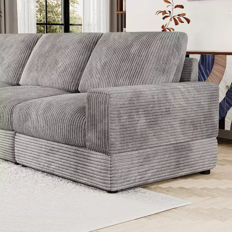 Divano Sezionale in Velluto a Coste Moderno Modulare Extra Large Imbottito con Comodi Cuscini Seduta Profonda per Soggiorno Camera da Letto Appartamento Ufficio