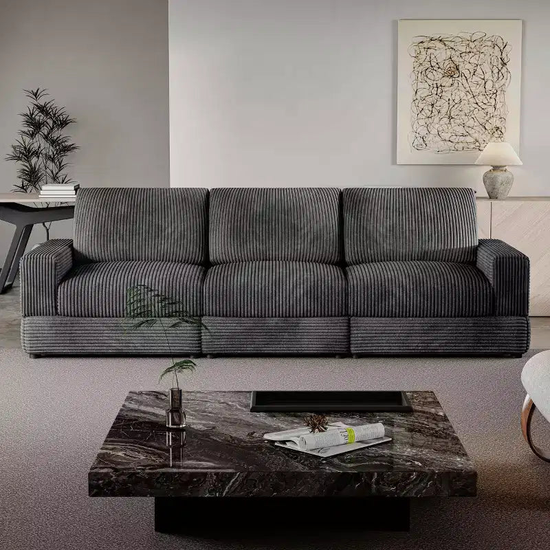 Divano Sezionale in Velluto a Coste Moderno Modulare Extra Large Imbottito con Comodi Cuscini Seduta Profonda per Soggiorno Camera da Letto Appartamento Ufficio