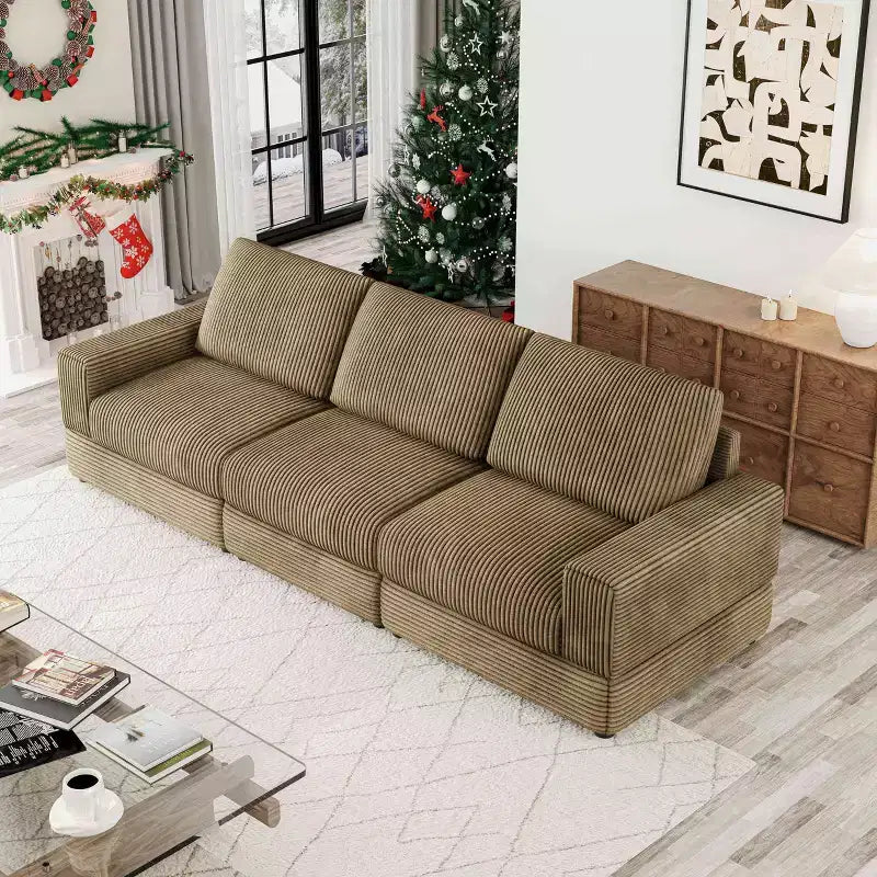 Divano Sezionale in Velluto a Coste Moderno Modulare Extra Large Imbottito con Comodi Cuscini Seduta Profonda per Soggiorno Camera da Letto Appartamento Ufficio