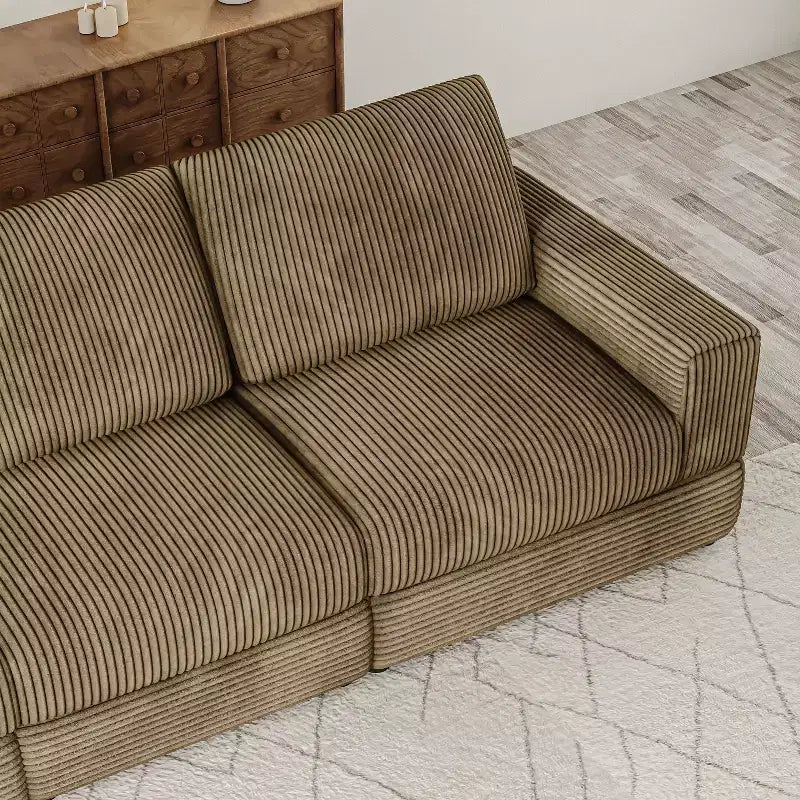 Divano Sezionale in Velluto a Coste Moderno Modulare Extra Large Imbottito con Comodi Cuscini Seduta Profonda per Soggiorno Camera da Letto Appartamento Ufficio