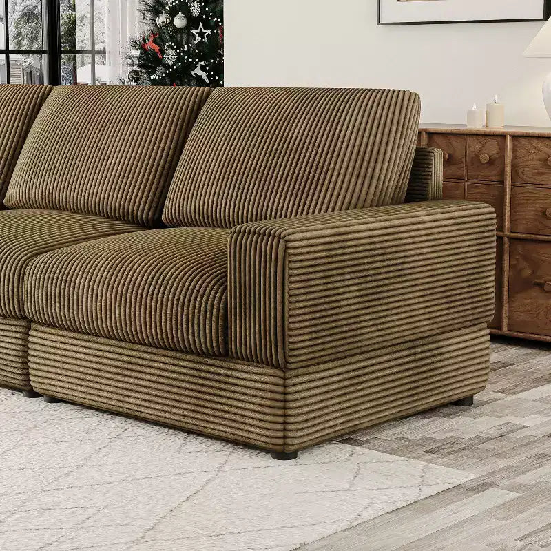 Divano Sezionale in Velluto a Coste Moderno Modulare Extra Large Imbottito con Comodi Cuscini Seduta Profonda per Soggiorno Camera da Letto Appartamento Ufficio