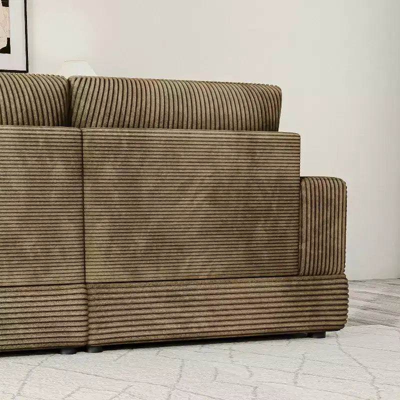 Divano Sezionale in Velluto a Coste Moderno Modulare Extra Large Imbottito con Comodi Cuscini Seduta Profonda per Soggiorno Camera da Letto Appartamento Ufficio