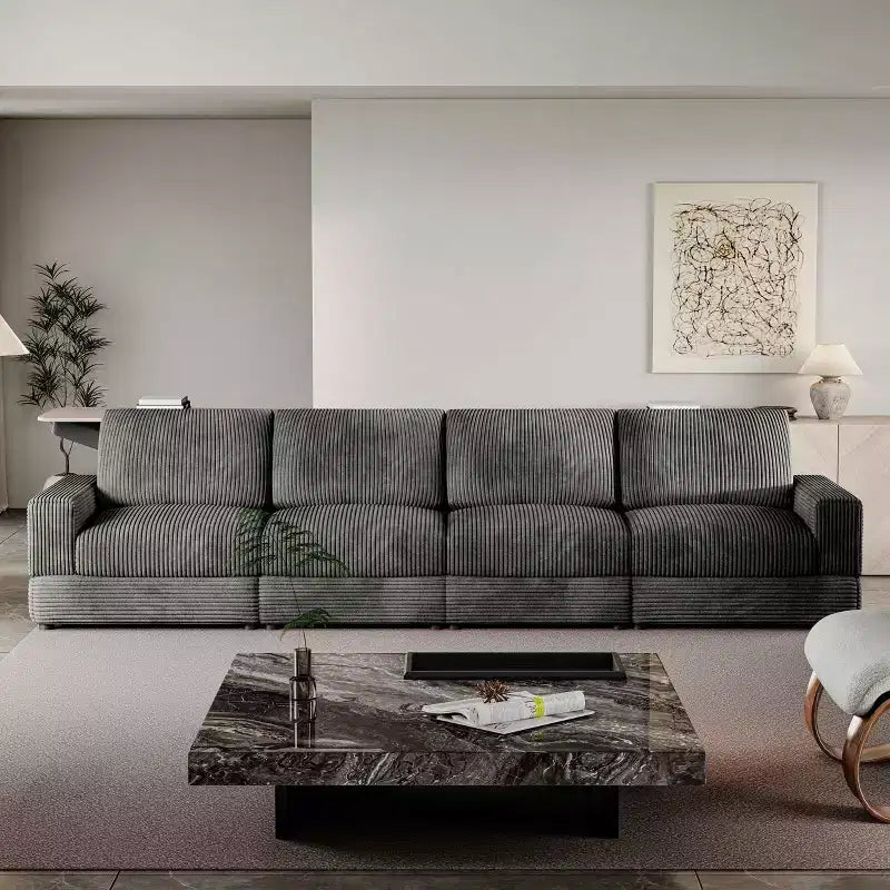 Divano Sezionale in Velluto a Coste Moderno Modulare Extra Large Imbottito con Comodi Cuscini Seduta Profonda per Soggiorno Camera da Letto Appartamento Ufficio