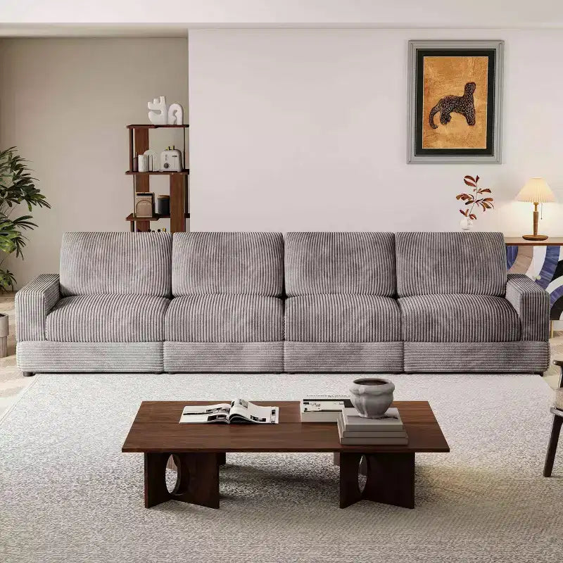 Divano Sezionale in Velluto a Coste Moderno Modulare Extra Large Imbottito con Comodi Cuscini Seduta Profonda per Soggiorno Camera da Letto Appartamento Ufficio