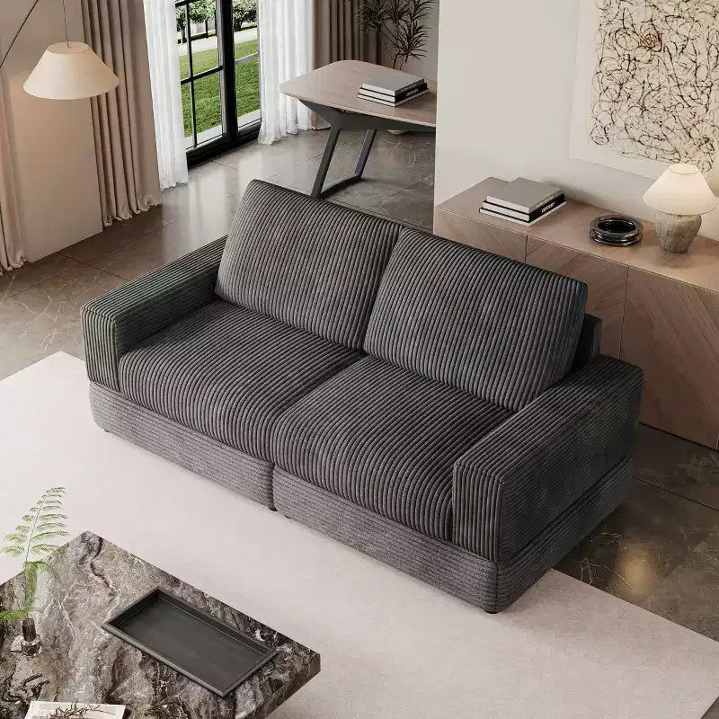 Divano Sezionale in Velluto a Coste Moderno Modulare Extra Large Imbottito con Comodi Cuscini Seduta Profonda per Soggiorno Camera da Letto Appartamento Ufficio