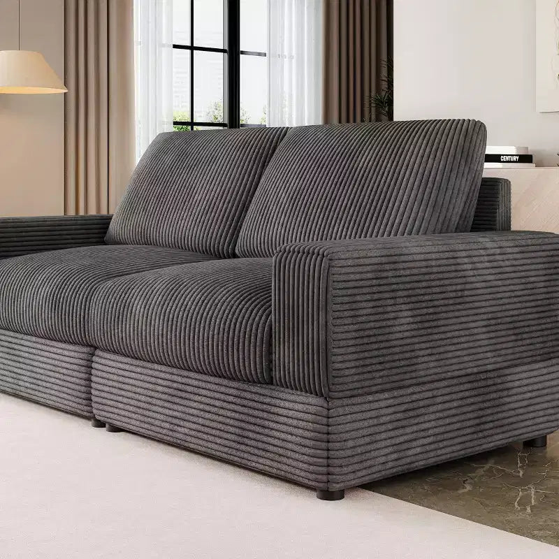 Divano Sezionale in Velluto a Coste Moderno Modulare Extra Large Imbottito con Comodi Cuscini Seduta Profonda per Soggiorno Camera da Letto Appartamento Ufficio