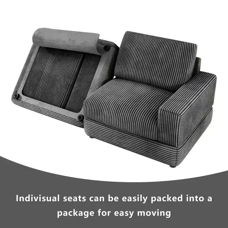 Divano Sezionale in Velluto a Coste Moderno Modulare Extra Large Imbottito con Comodi Cuscini Seduta Profonda per Soggiorno Camera da Letto Appartamento Ufficio