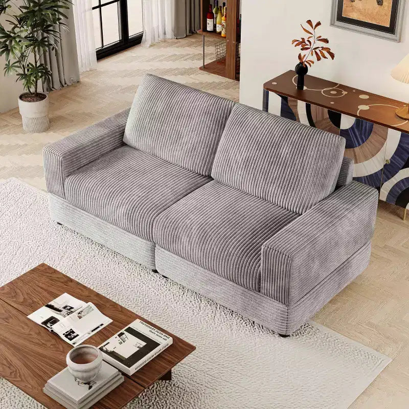 Divano Sezionale in Velluto a Coste Moderno Modulare Extra Large Imbottito con Comodi Cuscini Seduta Profonda per Soggiorno Camera da Letto Appartamento Ufficio