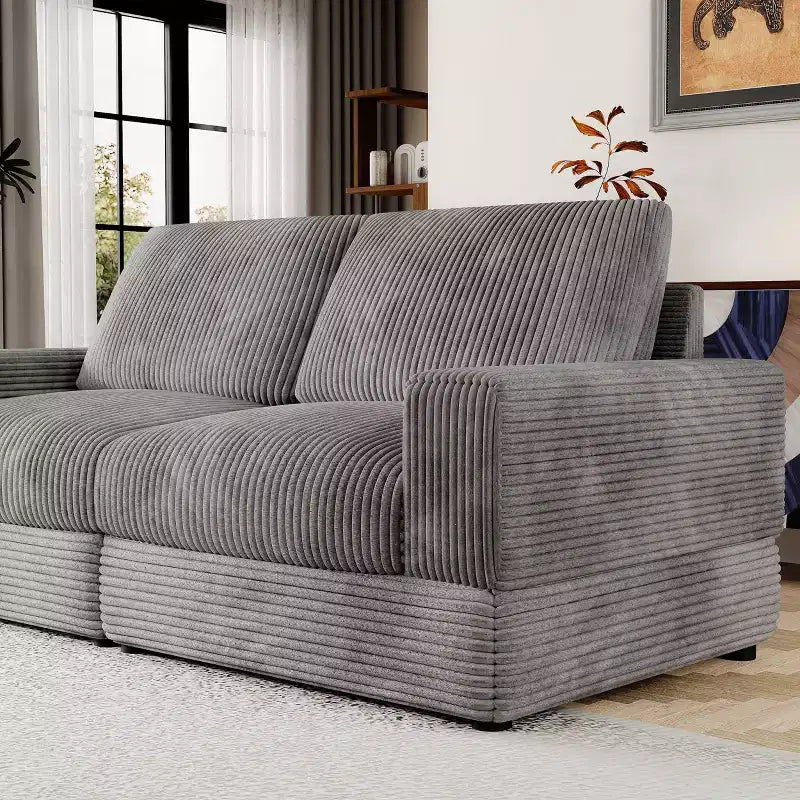 Divano Sezionale in Velluto a Coste Moderno Modulare Extra Large Imbottito con Comodi Cuscini Seduta Profonda per Soggiorno Camera da Letto Appartamento Ufficio