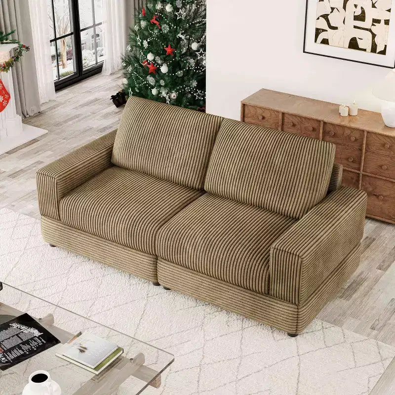 Divano Sezionale in Velluto a Coste Moderno Modulare Extra Large Imbottito con Comodi Cuscini Seduta Profonda per Soggiorno Camera da Letto Appartamento Ufficio