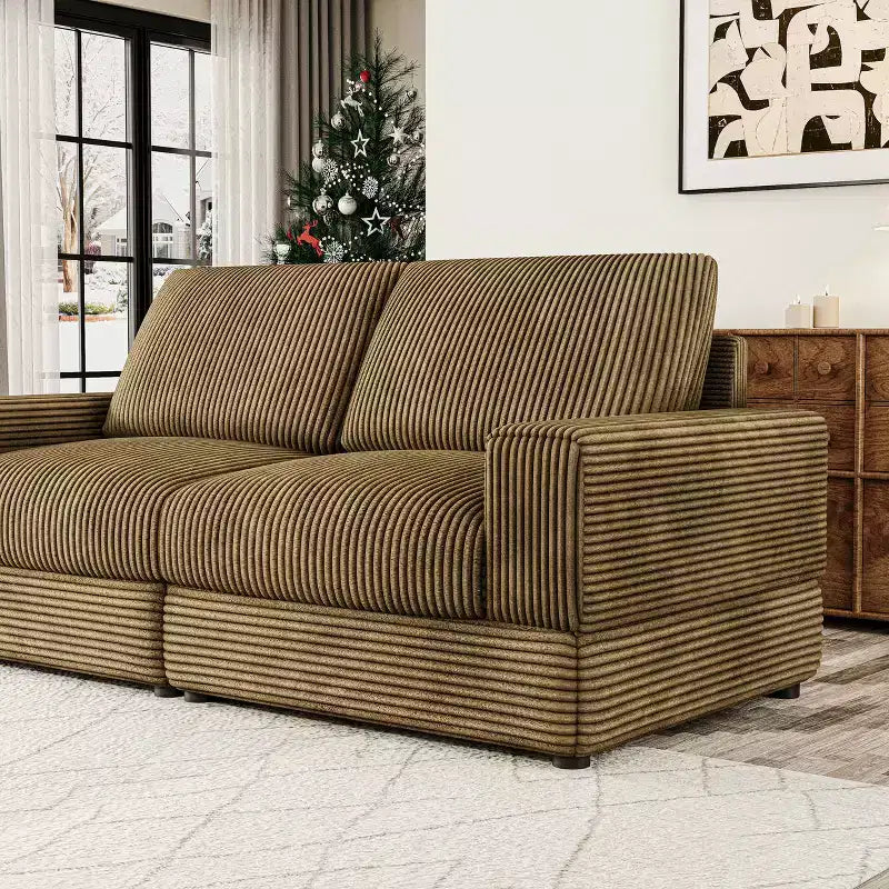 Divano Sezionale in Velluto a Coste Moderno Modulare Extra Large Imbottito con Comodi Cuscini Seduta Profonda per Soggiorno Camera da Letto Appartamento Ufficio