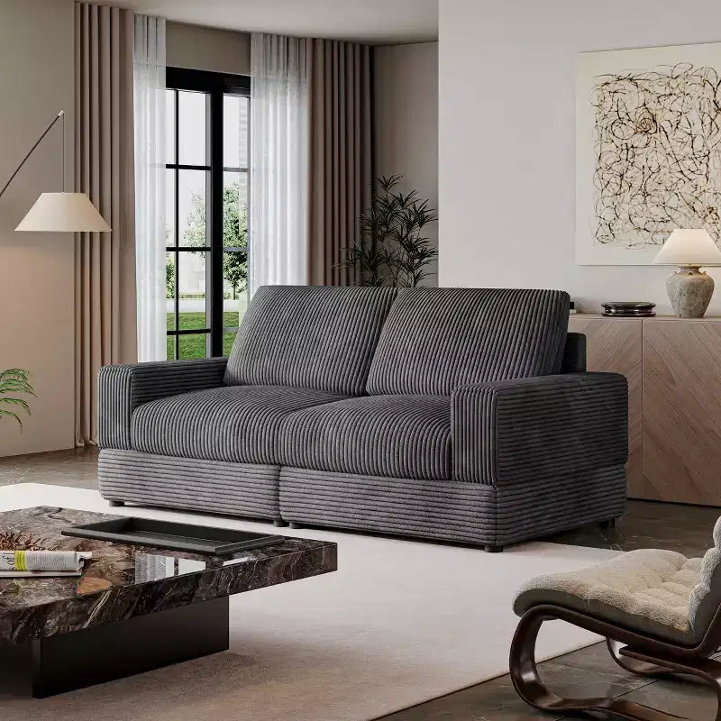 Divano Sezionale in Velluto a Coste Moderno Modulare Extra Large Imbottito con Comodi Cuscini Seduta Profonda per Soggiorno Camera da Letto Appartamento Ufficio