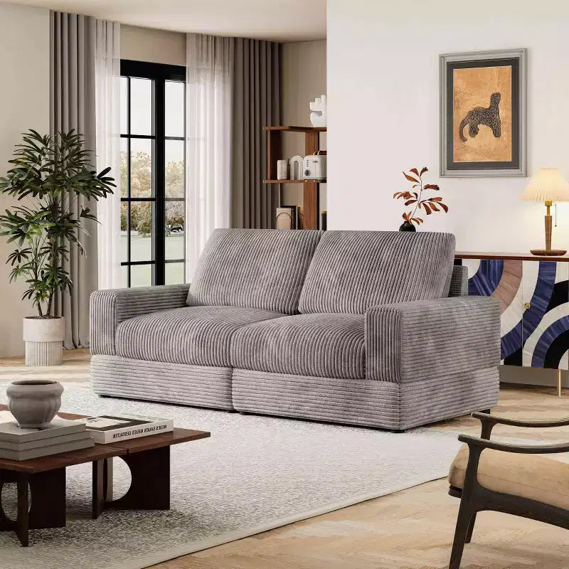 Divano Sezionale in Velluto a Coste Moderno Modulare Extra Large Imbottito con Comodi Cuscini Seduta Profonda per Soggiorno Camera da Letto Appartamento Ufficio