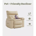 Übergroßer Relaxsessel für Erwachsene - Relaxsofa aus PU-Leder mit hochdichtem Schaumstoff, breiter Sitzfläche und sanfter manueller Liegefunktion