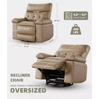 Übergroßer Relaxsessel für Erwachsene - Relaxsofa aus PU-Leder mit hochdichtem Schaumstoff, breiter Sitzfläche und sanfter manueller Liegefunktion