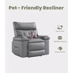 Übergroßer Relaxsessel für Erwachsene - Relaxsofa aus PU-Leder mit hochdichtem Schaumstoff, breiter Sitzfläche und sanfter manueller Liegefunktion