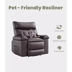 Übergroßer Relaxsessel für Erwachsene - Relaxsofa aus PU-Leder mit hochdichtem Schaumstoff, breiter Sitzfläche und sanfter manueller Liegefunktion