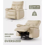 Übergroßer Relaxsessel für Erwachsene - Relaxsofa aus PU-Leder mit hochdichtem Schaumstoff, breiter Sitzfläche und sanfter manueller Liegefunktion