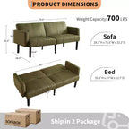 Canapé-lit 75.5 réglable, fauteuil inclinable à 3 positions avec structure surélevée, pour petits espaces (gris/vert)