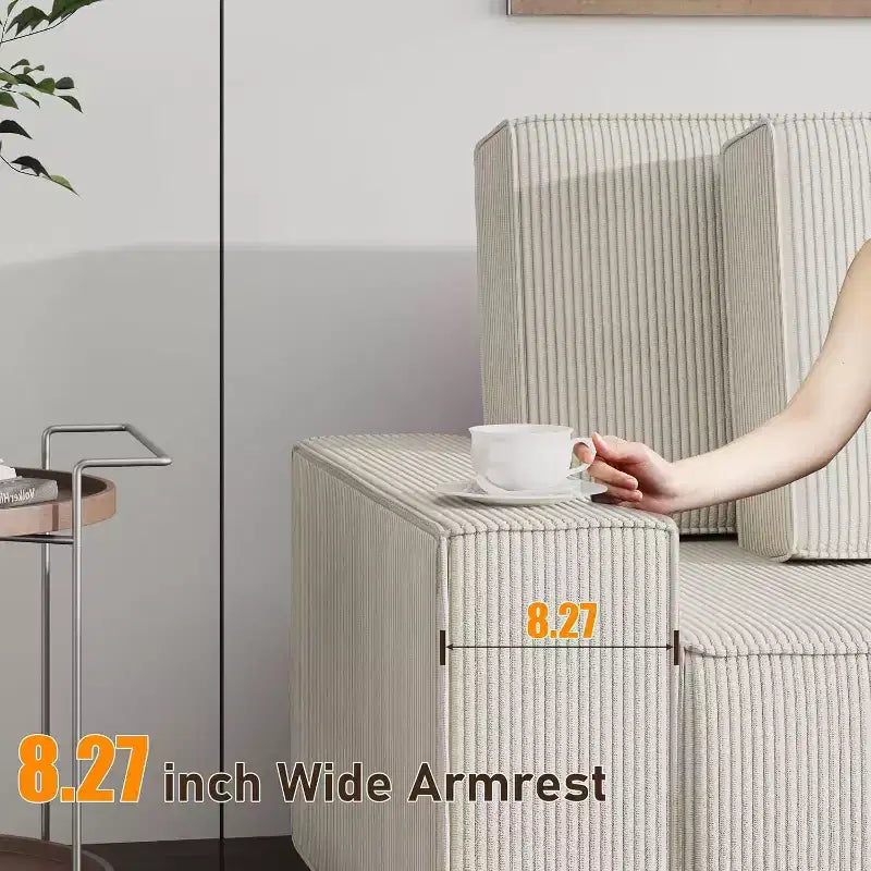 Divano sezionale in velluto a coste a righe da 96 pollici, divano sezionale oversize moderno a forma di L, per soggiorno, appartamento, monolocale