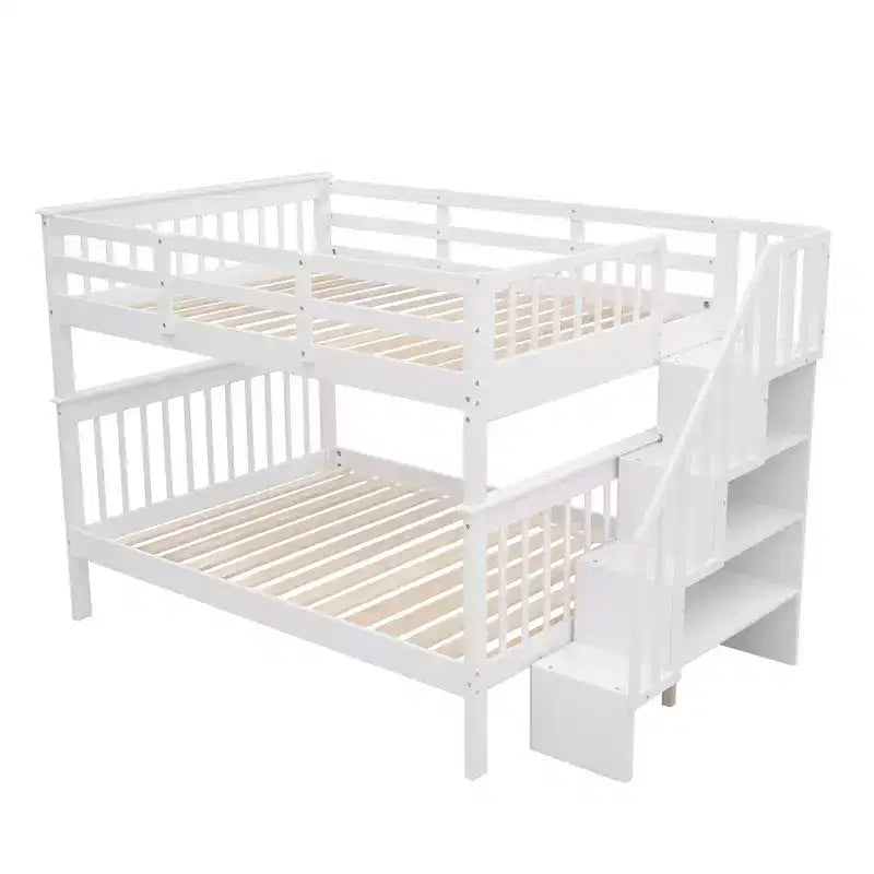 Letto a castello a una piazza e mezzo con scaletta, portaoggetti e spondina per camera da letto o dormitorio