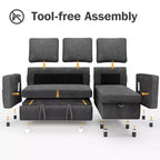 2 in 1 Pull Out Couch with Reversible Storage Chaise for Room 81Sectional L-Shaped Couch Sofa Sleeper with Side Pockets