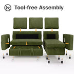 2 in 1 Pull Out Couch with Reversible Storage Chaise for Room 81Sectional L-Shaped Couch Sofa Sleeper with Side Pockets