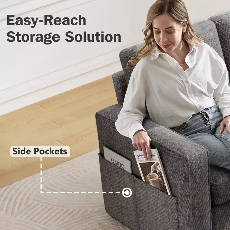 Divano Letto Estraibile 2 in 1 con Chaise Longue Reversibile con Contenitore per Soggiorno 81" Divano a Sezione a L con Tasche Laterali