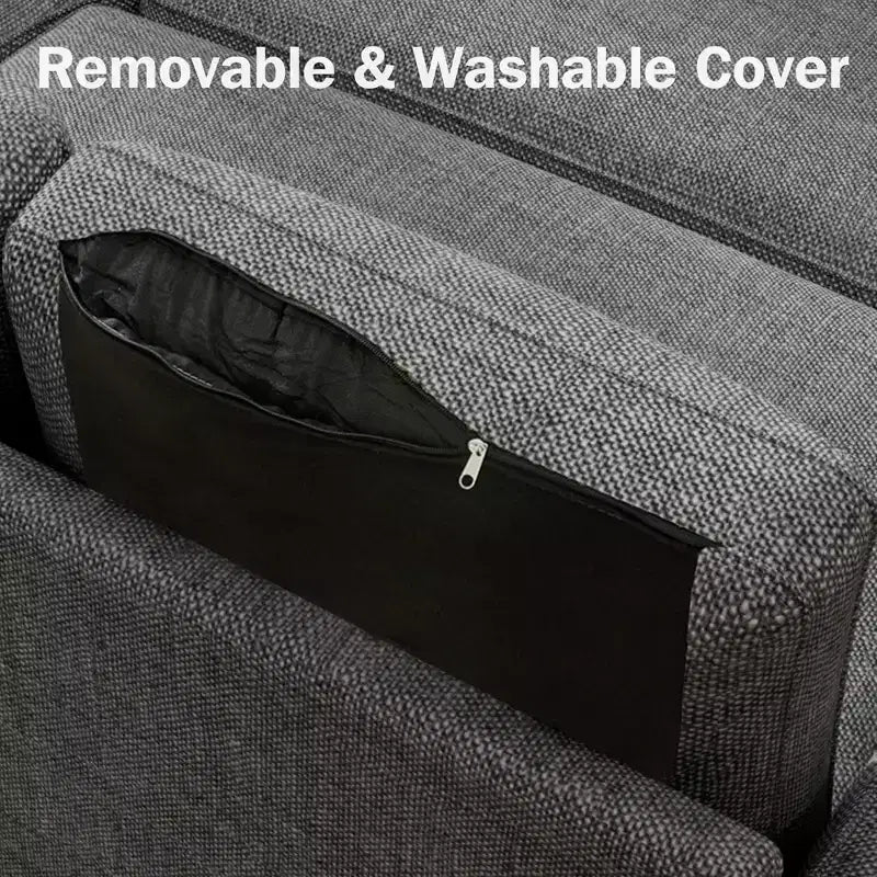 Divano Letto Estraibile 2 in 1 con Chaise Longue Reversibile con Contenitore per Soggiorno 81" Divano a Sezione a L con Tasche Laterali