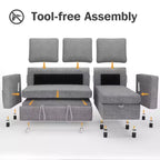 2 in 1 Pull Out Couch with Reversible Storage Chaise for Room 81Sectional L-Shaped Couch Sofa Sleeper with Side Pockets