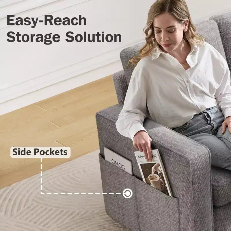 Divano Letto Estraibile 2 in 1 con Chaise Longue Reversibile con Contenitore per Soggiorno 81" Divano a Sezione a L con Tasche Laterali
