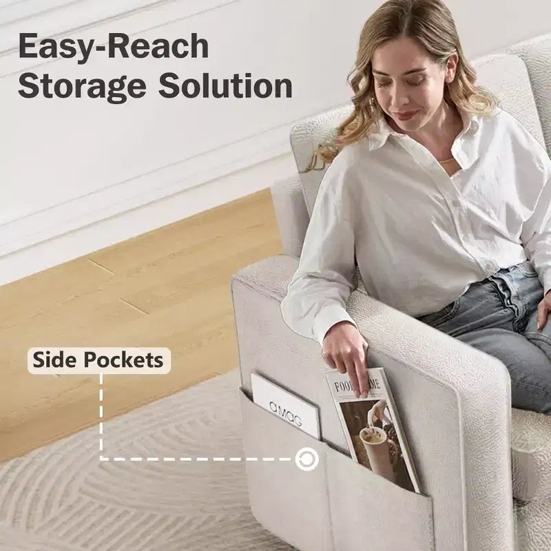 Divano Letto Estraibile 2 in 1 con Chaise Longue Reversibile con Contenitore per Soggiorno 81" Divano a Sezione a L con Tasche Laterali
