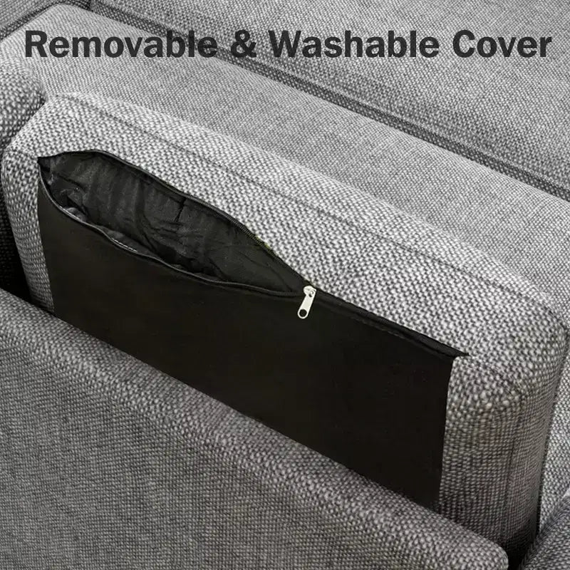 Divano Letto Estraibile 2 in 1 con Chaise Longue Reversibile con Contenitore per Soggiorno 81" Divano a Sezione a L con Tasche Laterali