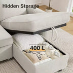 2 in 1 Pull Out Couch with Reversible Storage Chaise for Room 81Sectional L-Shaped Couch Sofa Sleeper with Side Pockets