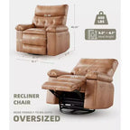 Extra brede relaxfauteuil - grote handmatige relaxfauteuil van imitatie-PU-leer voor volwassenen, uitzonderlijk comfortabele luie stoel