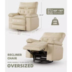 Extra brede relaxfauteuil - grote handmatige relaxfauteuil van imitatie-PU-leer voor volwassenen, uitzonderlijk comfortabele luie stoel