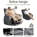 Extra brede relaxfauteuil - grote handmatige relaxfauteuil van imitatie-PU-leer voor volwassenen, uitzonderlijk comfortabele luie stoel