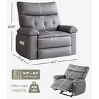 Extra brede relaxfauteuil - grote handmatige relaxfauteuil van imitatie-PU-leer voor volwassenen, uitzonderlijk comfortabele luie stoel
