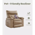 Extra brede relaxfauteuil - grote handmatige relaxfauteuil van imitatie-PU-leer voor volwassenen, uitzonderlijk comfortabele luie stoel