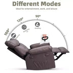 Extra brede relaxfauteuil - grote handmatige relaxfauteuil van imitatie-PU-leer voor volwassenen, uitzonderlijk comfortabele luie stoel