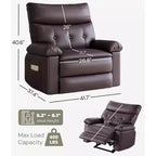 Extra brede relaxfauteuil - grote handmatige relaxfauteuil van imitatie-PU-leer voor volwassenen, uitzonderlijk comfortabele luie stoel