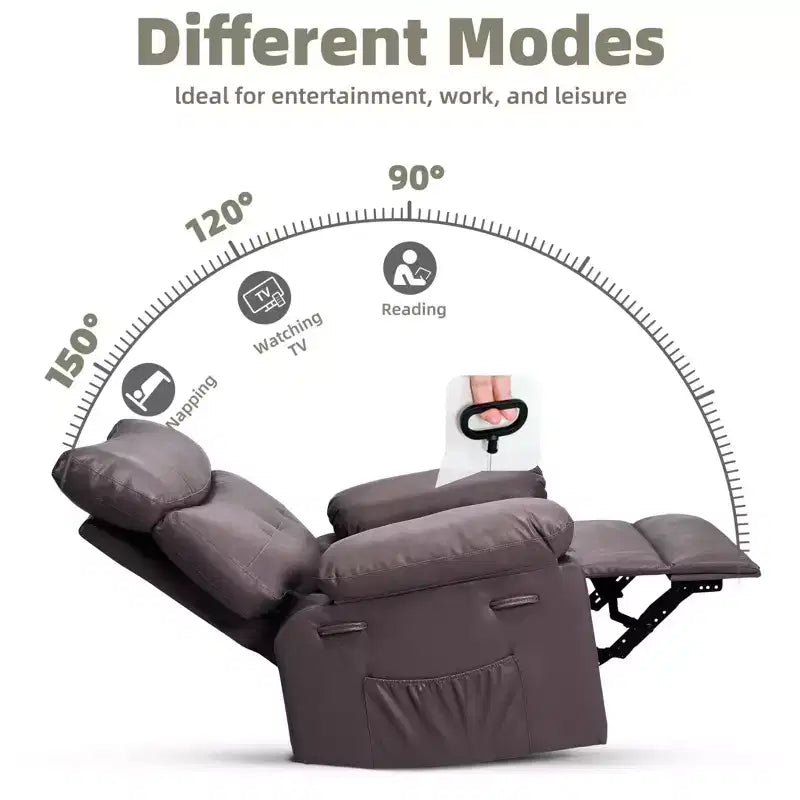 Poltrona Reclinabile Oversize - Grande Recliner Manuale in Similpelle PU per Adulti, Poltrona Relax dal Comfort Eccezionale