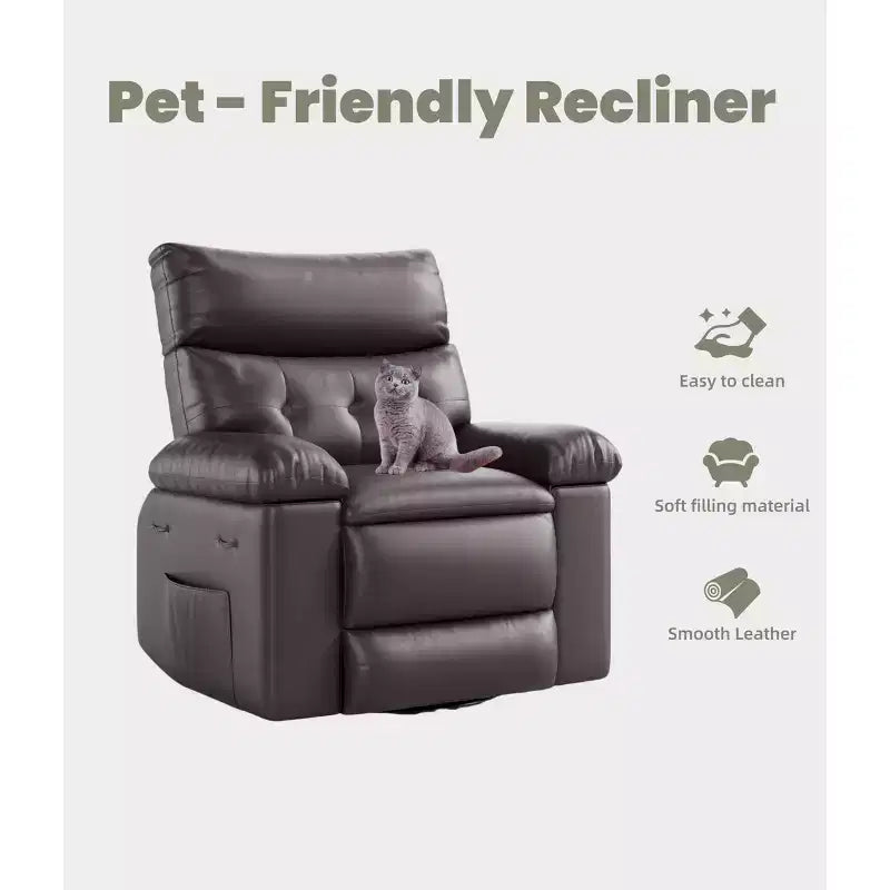 Poltrona Reclinabile Oversize - Grande Recliner Manuale in Similpelle PU per Adulti, Poltrona Relax dal Comfort Eccezionale