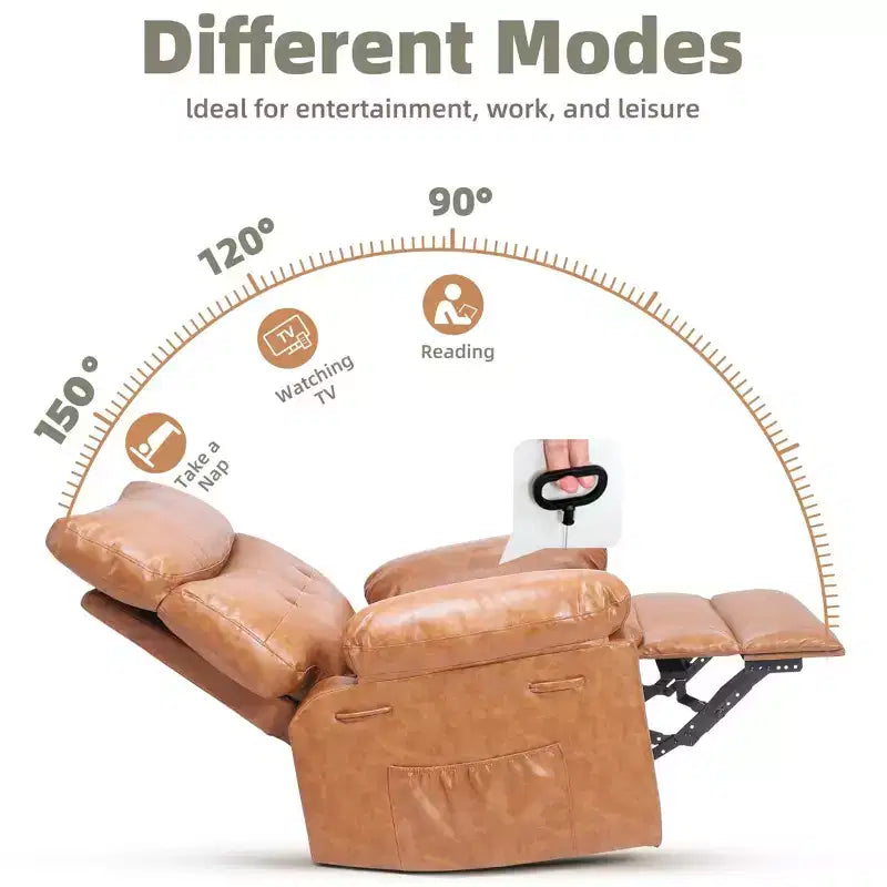 Poltrona Reclinabile Oversize - Grande Recliner Manuale in Similpelle PU per Adulti, Poltrona Relax dal Comfort Eccezionale