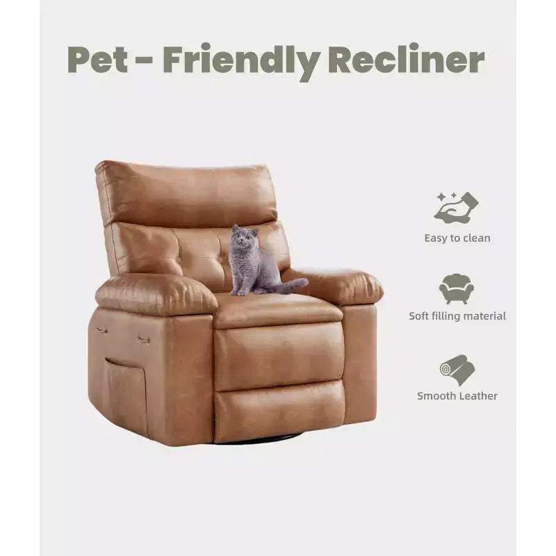 Poltrona Reclinabile Oversize - Grande Recliner Manuale in Similpelle PU per Adulti, Poltrona Relax dal Comfort Eccezionale