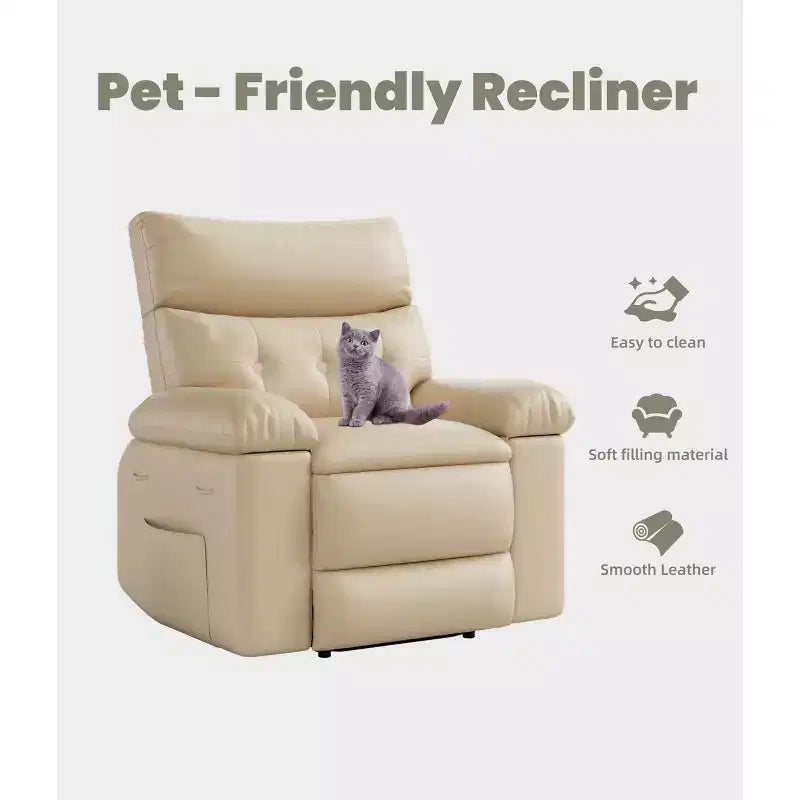 Poltrona Reclinabile Oversize - Grande Recliner Manuale in Similpelle PU per Adulti, Poltrona Relax dal Comfort Eccezionale